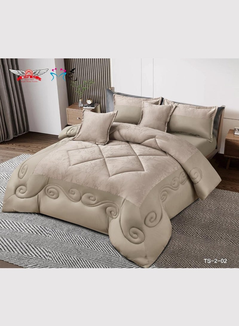 مينج لي مفرش سرير نفر ونص فاخر – 4 قطع – لحاف ناعم 170×220 سم – شرشف مغاط 140×200+40 سم – غطاء وسادة 80×50 سم + غطاء مخدة ديكور 50×50 سم - Image 1